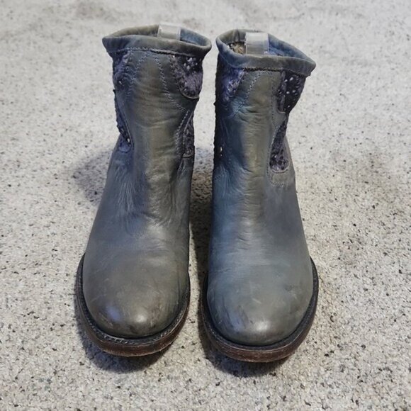 Freebird by Steven Cabcro Crochet Lace Western Moto Booties Size 6 Grey Blue - Picture 5 of 12